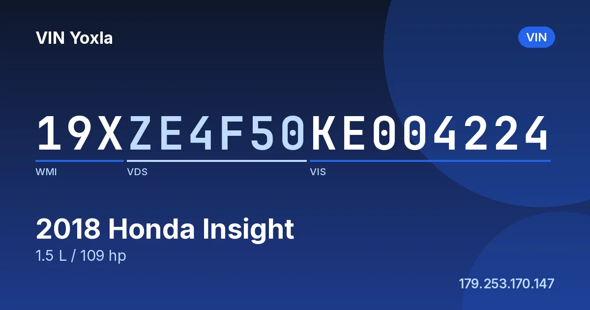 19XZE4F50KE004224 Honda Insight