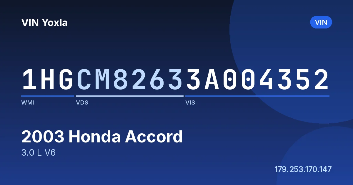 1HGCM82633A004352 Honda Accord