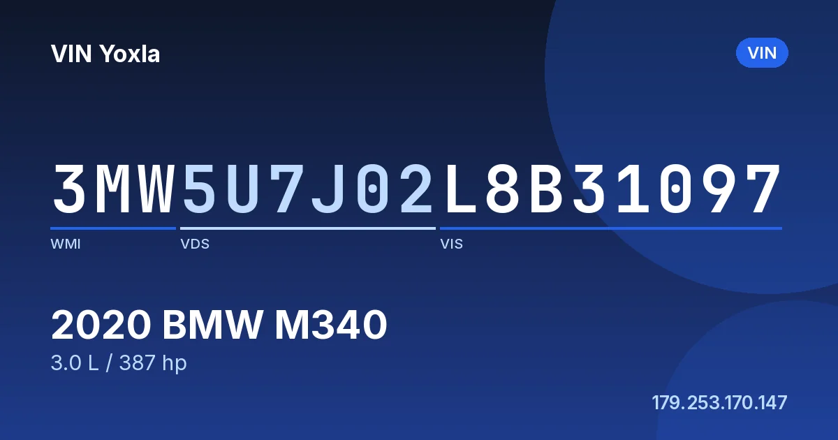 3MW5U7J02L8B31097 BMW M340