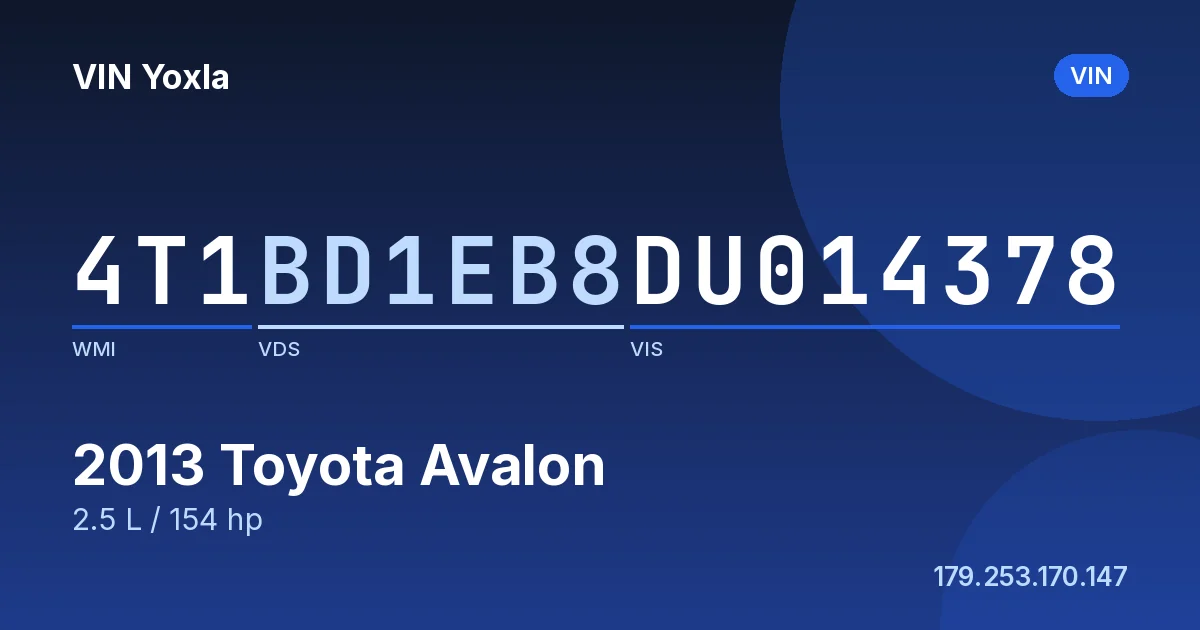 4T1BD1EB8DU014378 Toyota Avalon