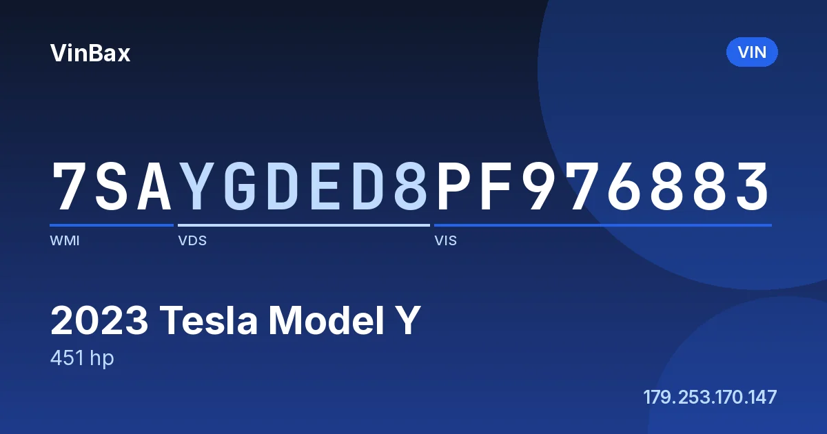 7SAYGDED8PF976883 Tesla Model Y