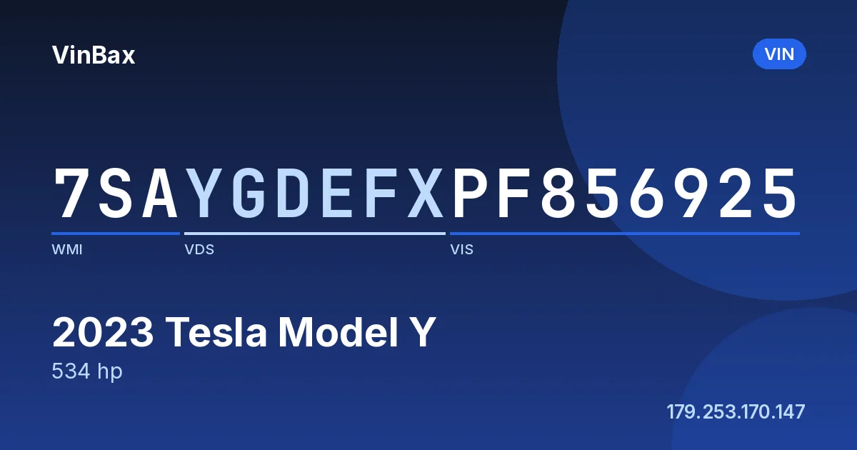 7SAYGDEFXPF856925 Tesla Model Y
