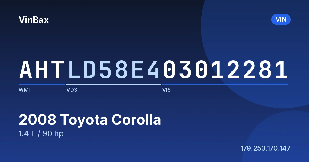 AHTLD58E403012281 Toyota Corolla