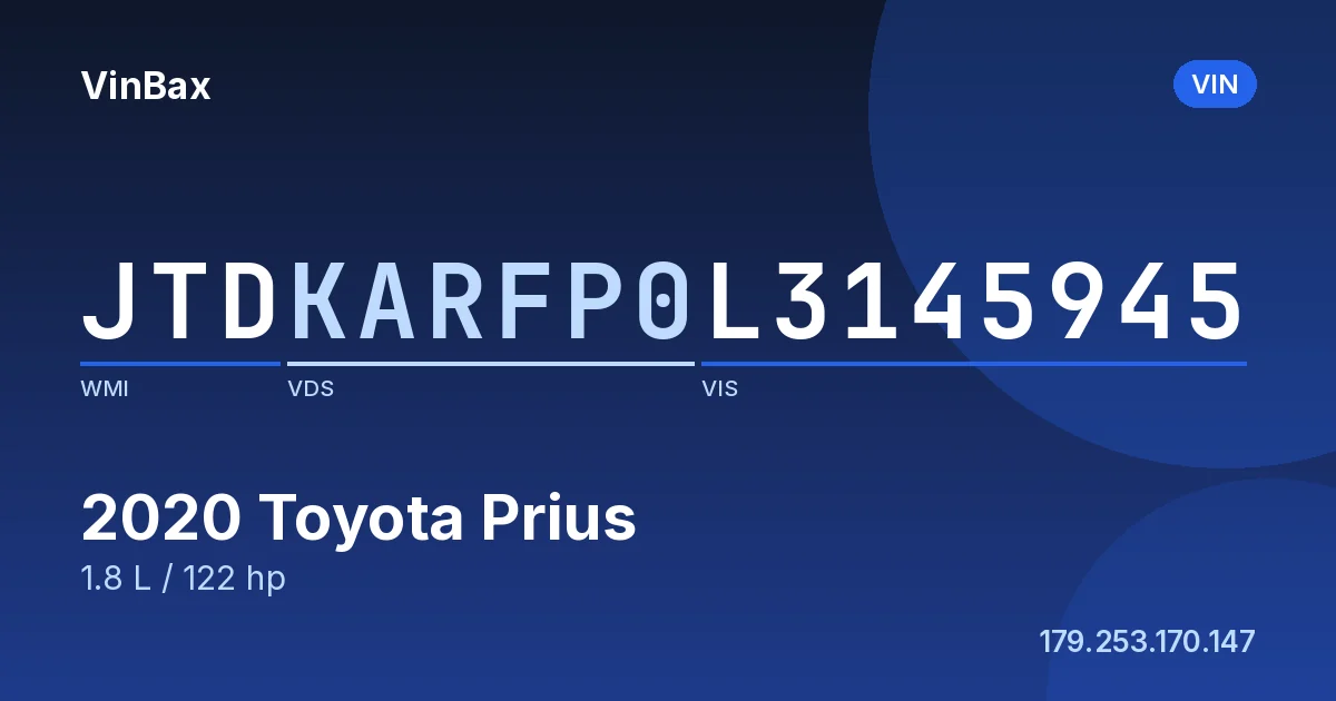 JTDKARFP0L3145945 Toyota Prius