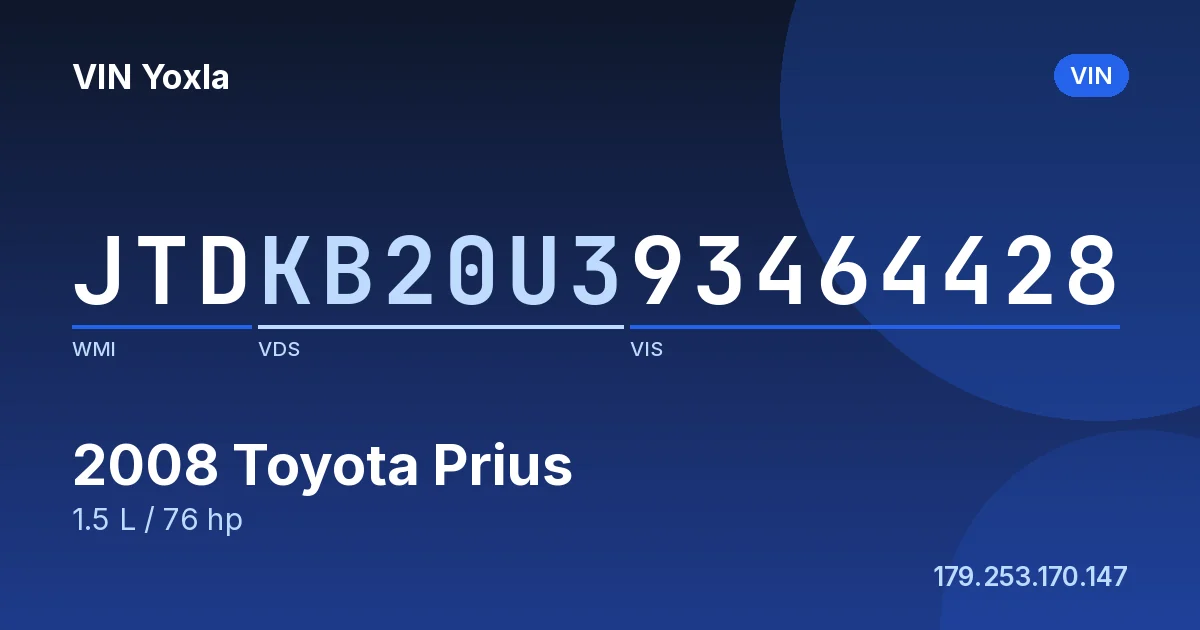 JTDKB20U393464428 Toyota Prius