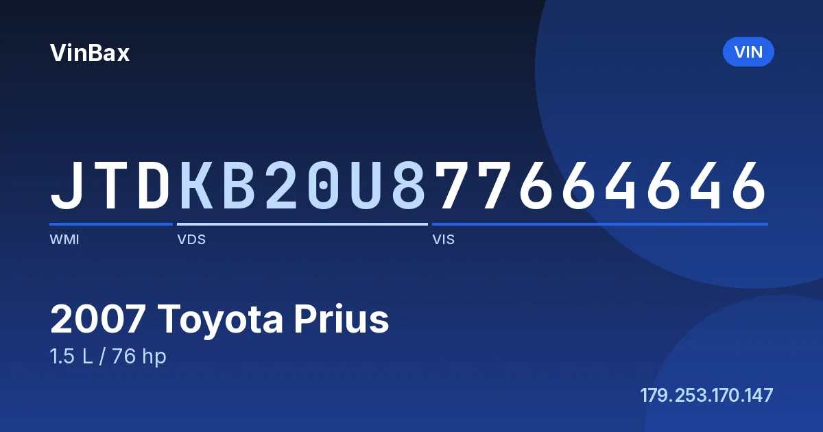JTDKB20U877664646 Toyota Prius