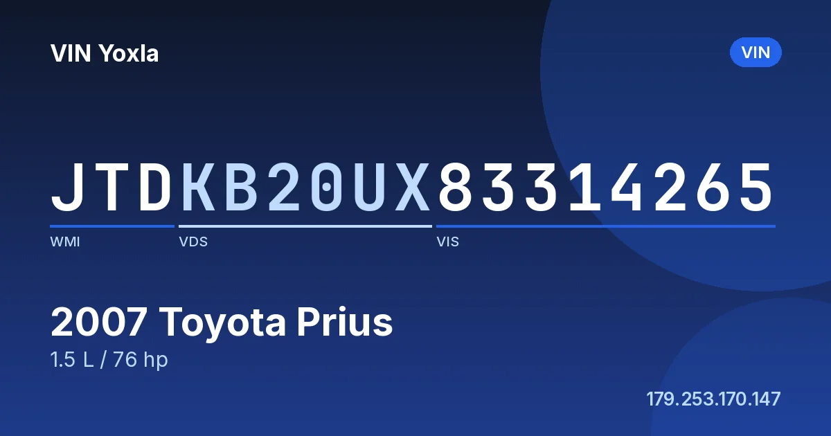 JTDKB20UX83314265 Toyota Prius