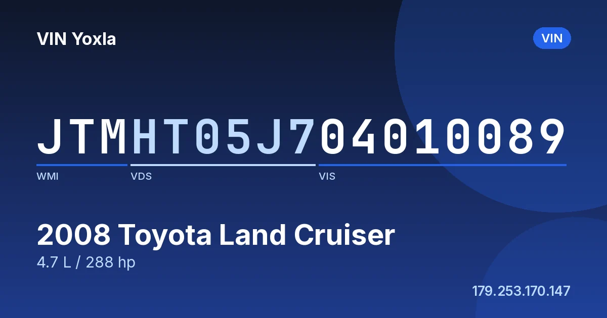 JTMHT05J704010089 Toyota Land Cruiser