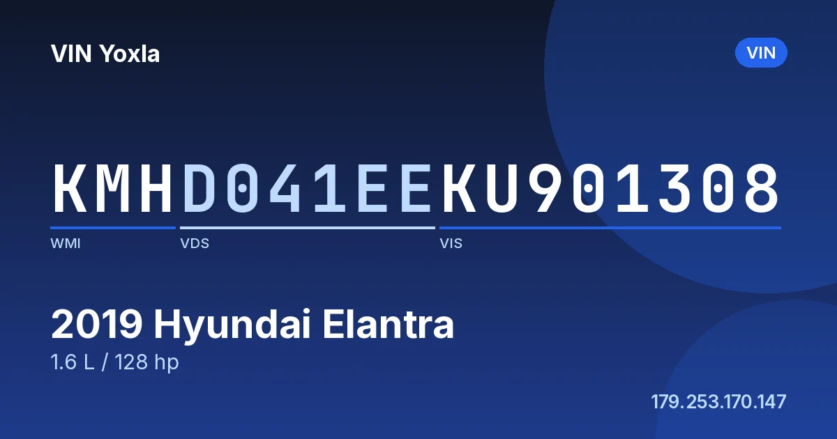 KMHD041EEKU901308 Hyundai Elantra
