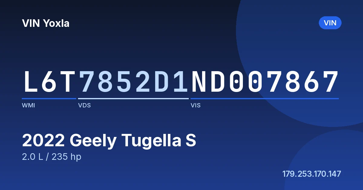 L6T7852D1ND007867 Geely Tugella S