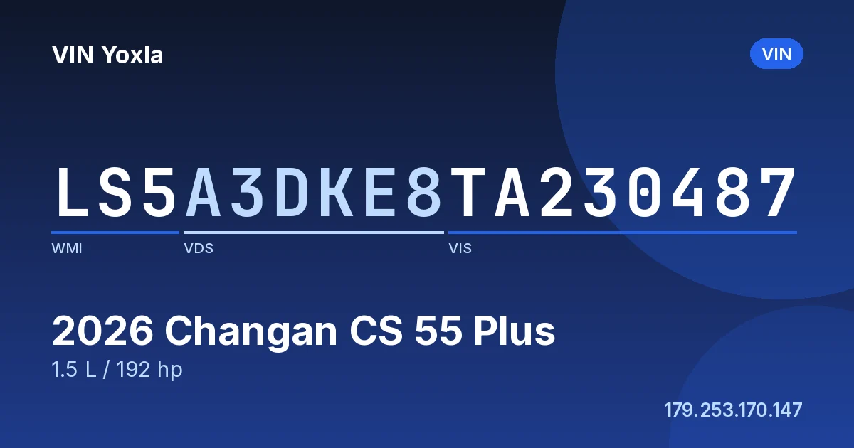 LS5A3DKE8TA230487 Changan CS 55 Plus