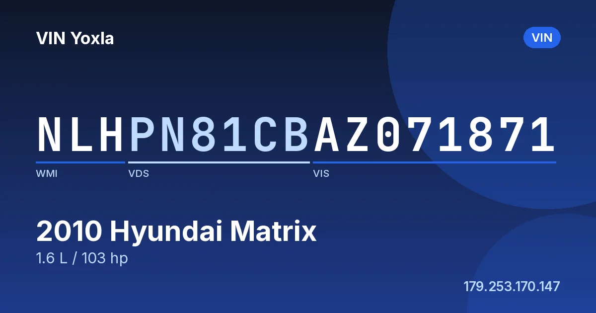 NLHPN81CBAZ071871 Hyundai Matrix