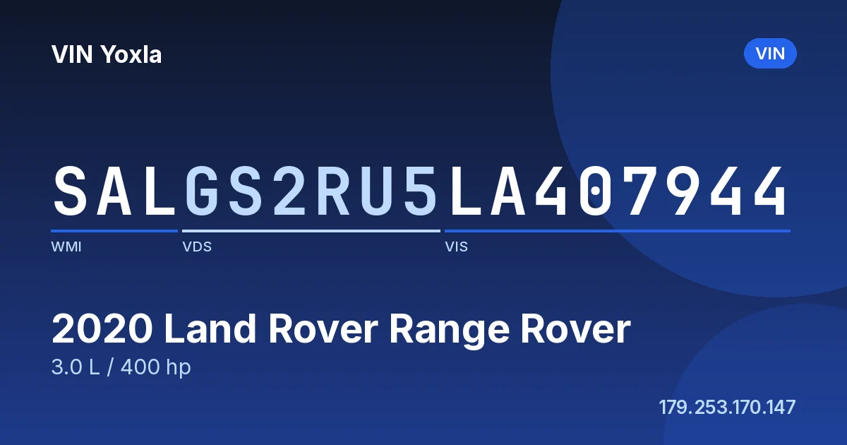 SALGS2RU5LA407944 Land Rover Range Rover