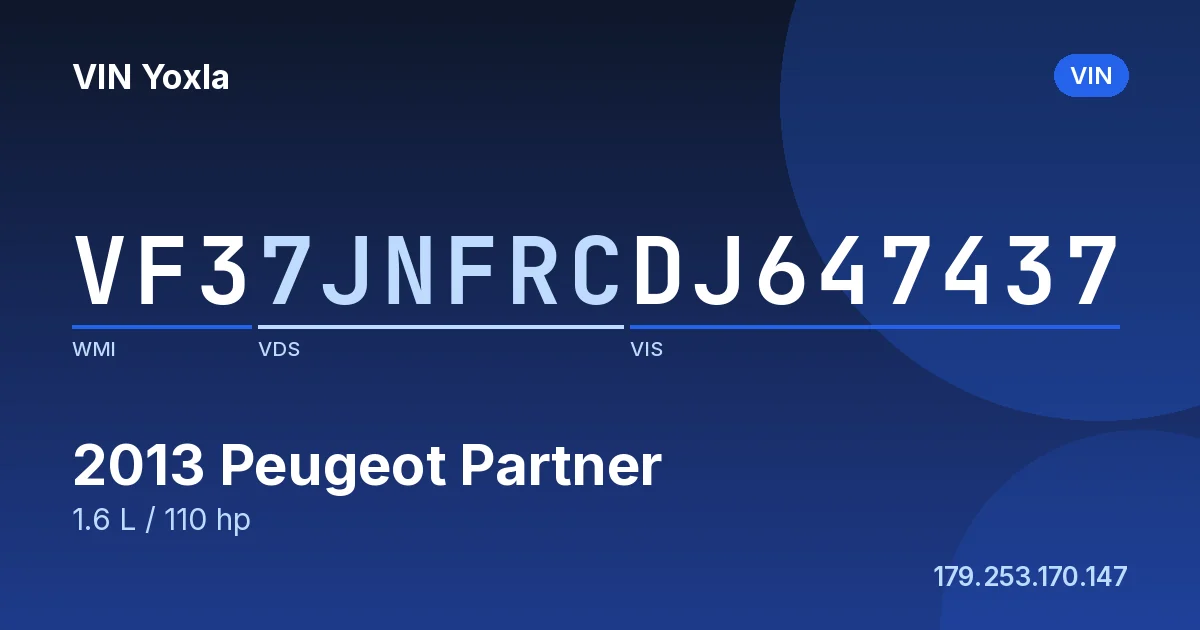 VF37JNFRCDJ647437 Peugeot Partner