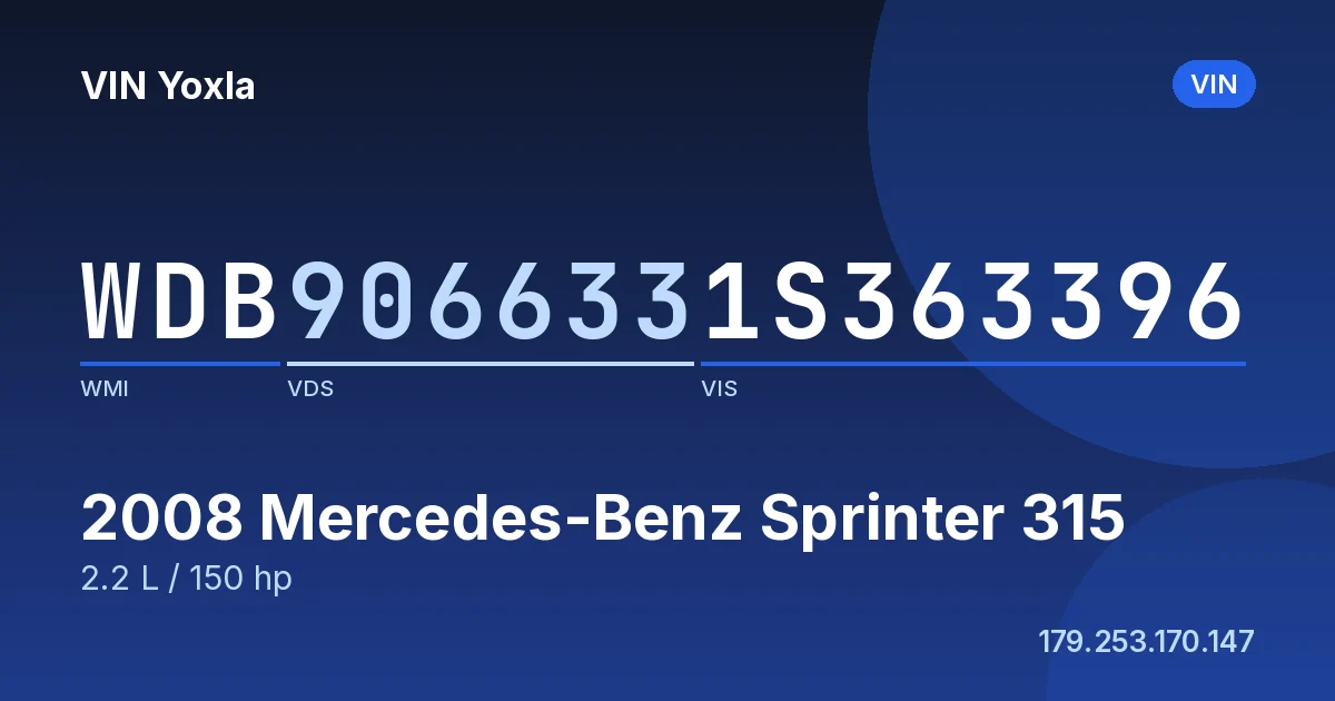 WDB9066331S363396 Mercedes-Benz Sprinter 315
