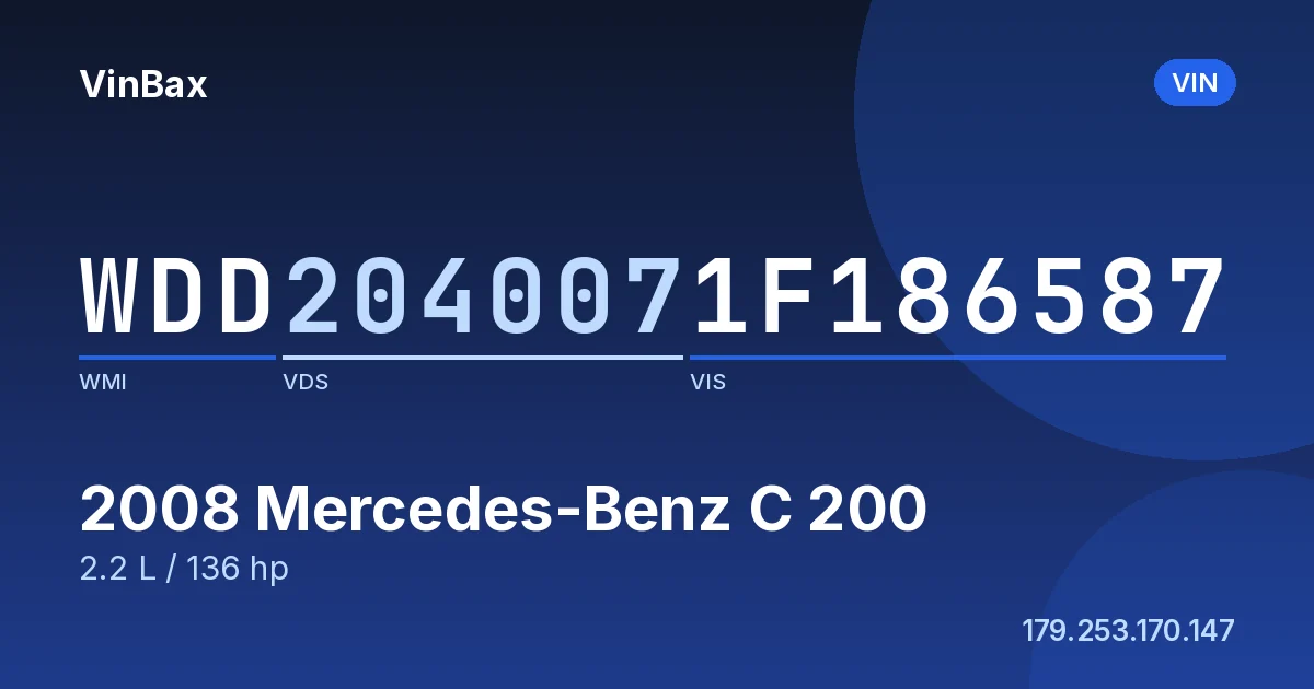 WDD2040071F186587 Mercedes-Benz C 200