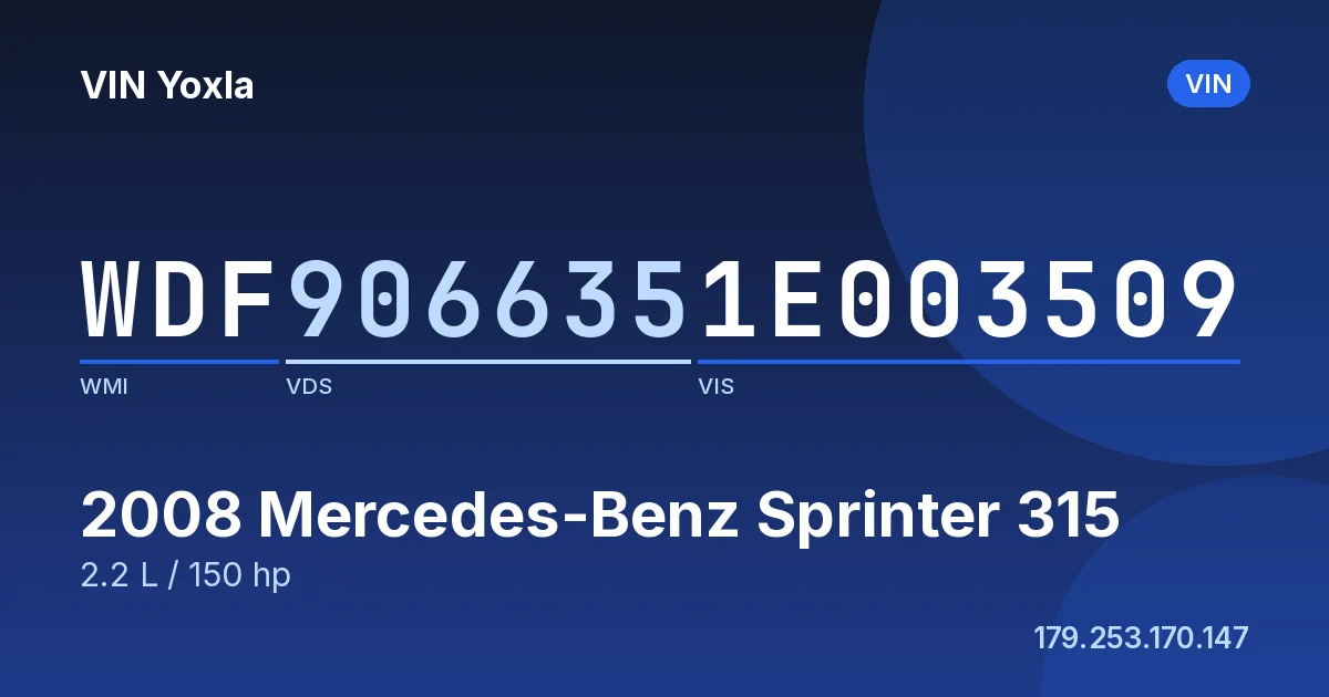 WDF9066351E003509 Mercedes-Benz Sprinter 315