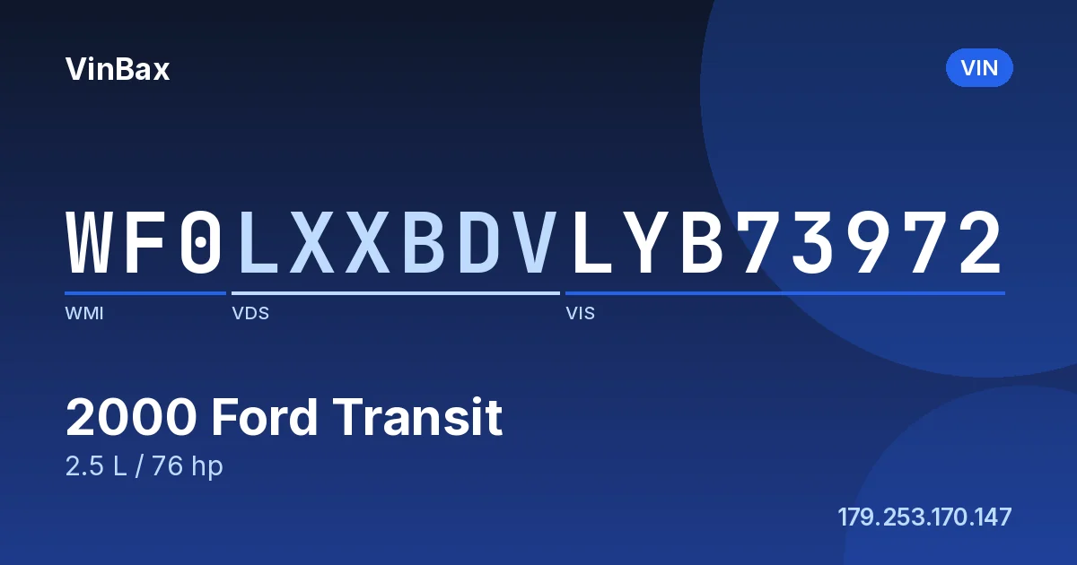 WF0LXXBDVLYB73972 Ford Transit