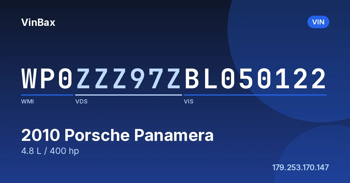 WP0ZZZ97ZBL050122 Porsche Panamera